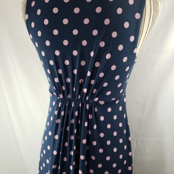 Max & Cleo Navy w/ Pink Dots Dress w/Pockets Size XSmall - Picture 6 of 7